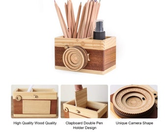 A Camera Wooden Pencil Holder Desktop Pencil Holder Vintage Camera Home Decor A Camera Wooden Pencil Holder Desktop Pencil Holder Vintage Camera Home Decor