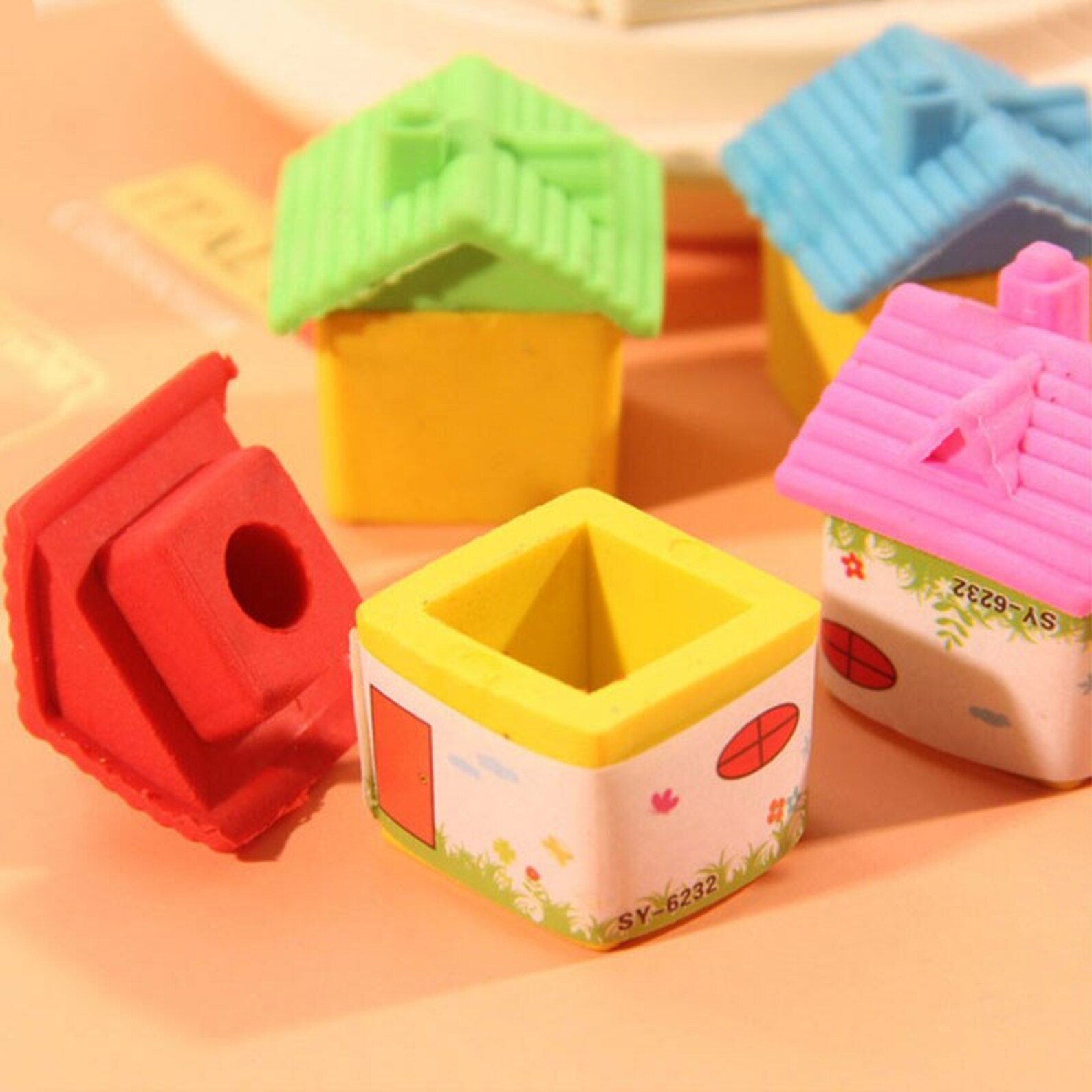 Pack of 2 Lovely House Erasers Set Student's Rubber Etsy
