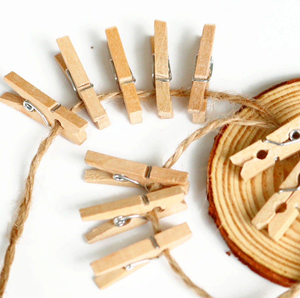 Pack of 50 Mini Natural Wooden Clips Paper Clips Etsy