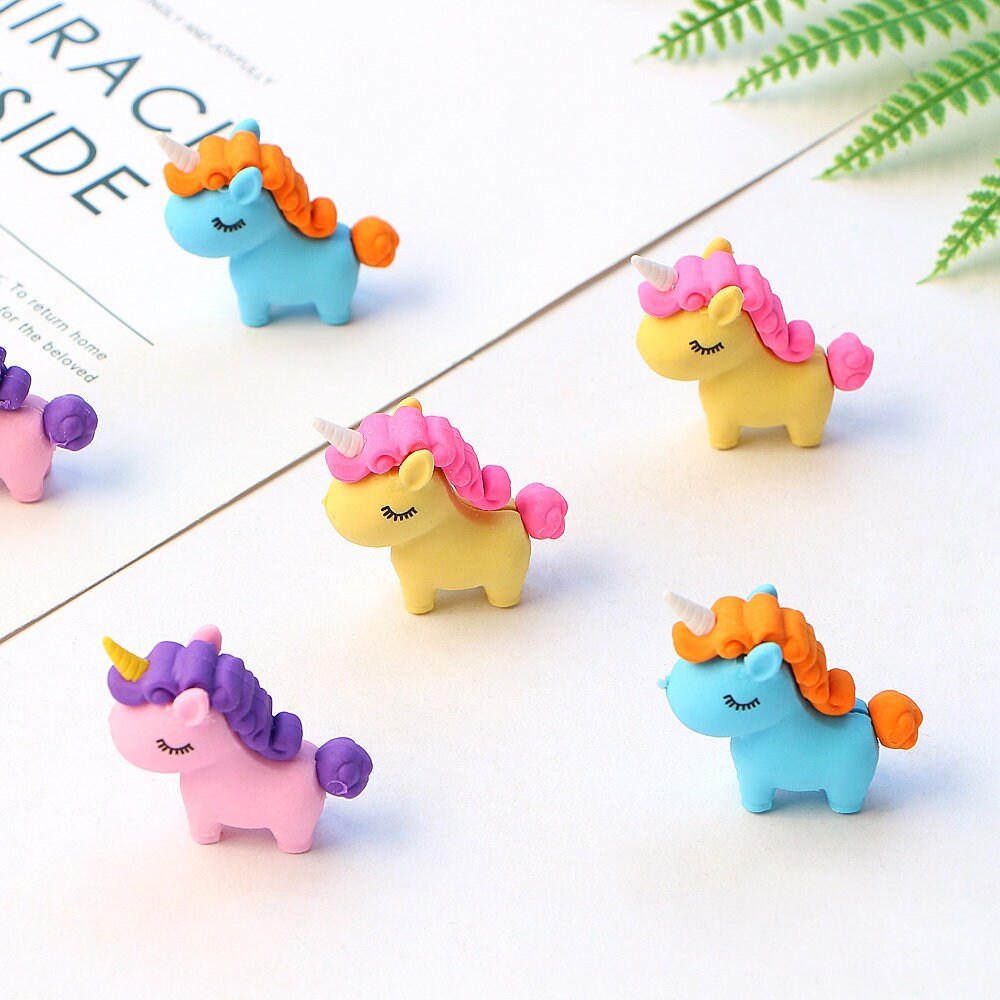 Pack of 3 Creative Unicorn Erasers Set Student's Rubber Etsy