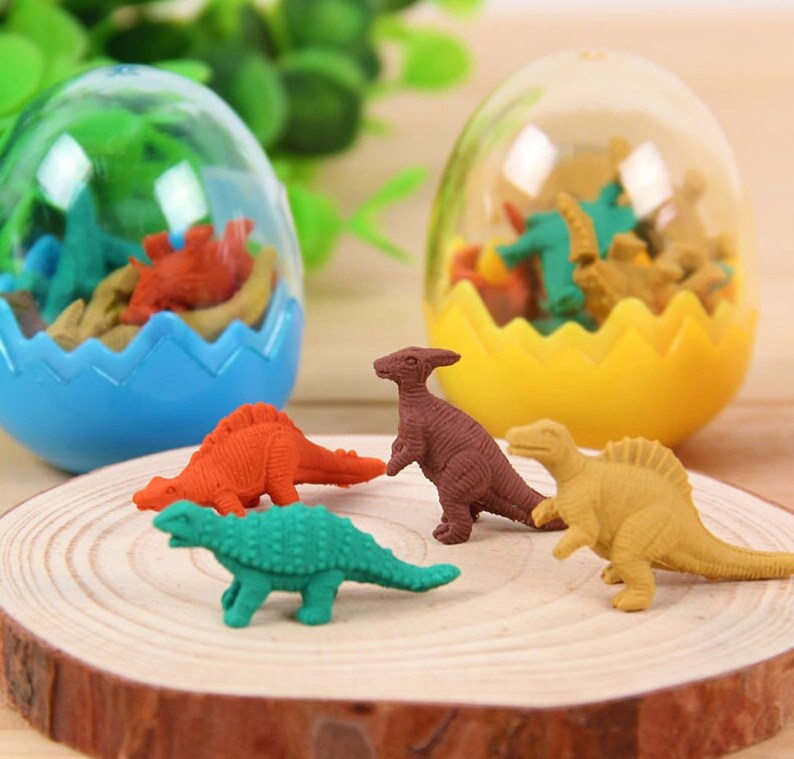 Pack of 7 Mini Dinosaur Erasers Student's Rubber Etsy