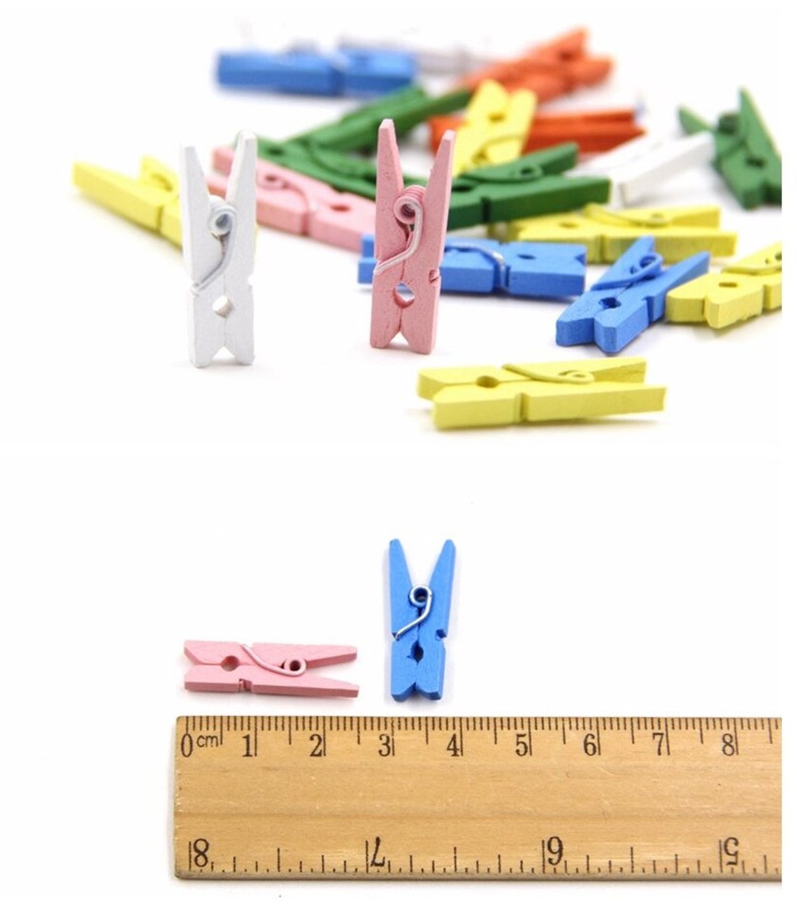 Pack of 100 Cute Mini Wooden Clips with 100M Thread Wooden Etsy