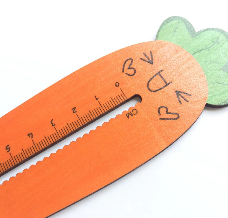 2 Pc 15 Cm Cute Carrot Wooden Ruler Student's Ruler Etsy