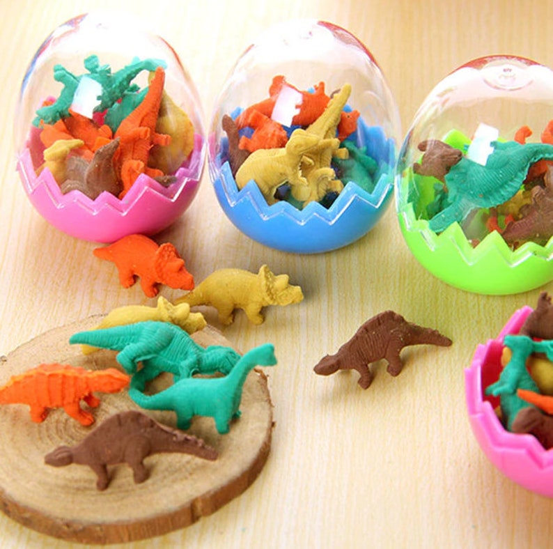 Pack of 7 Mini Dinosaur Erasers Student's Rubber Etsy