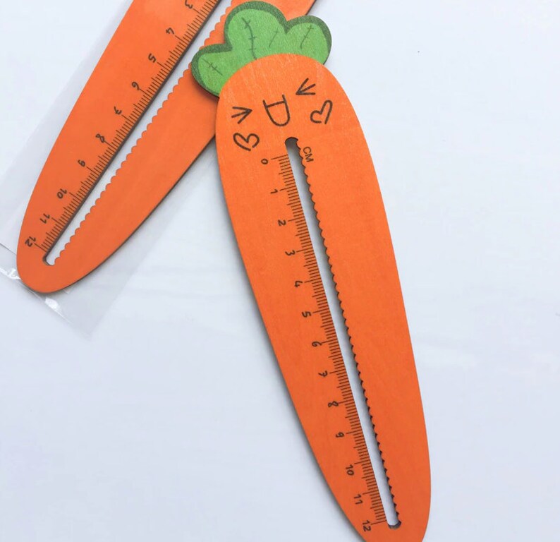 2 Pc 15 Cm Cute Carrot Wooden Ruler Student's Ruler Etsy