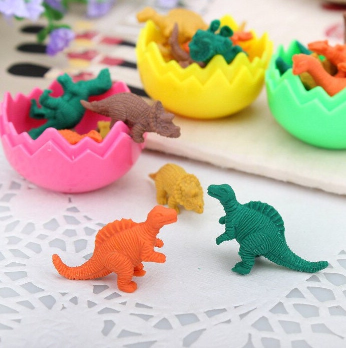 Pack of 7 Mini Dinosaur Erasers Student's Rubber Etsy
