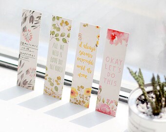 Set of 30 Beautiful Flowers Bookmark Message Card , Bookmark Set, Paper Bookmark, Stationery & Office Supply, Gifts, Gifts for Him/Her,