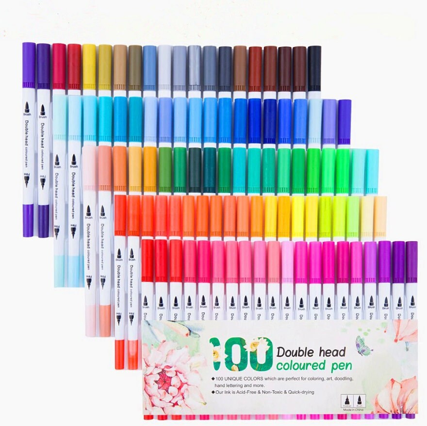 24/36/48/60/80/100 Colors Double Head Colored Pen for Students | Etsy