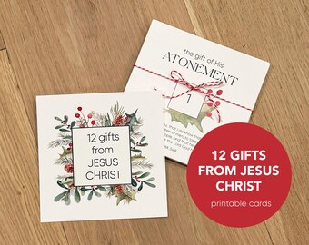 12 Gifts from Jesus Christ advent calendar, instant download, printable