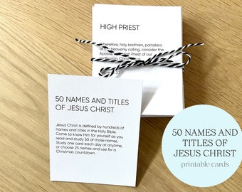 PRINTABLE Fifty Names of Christ, Minimal design, Book of Mormon, KJV, digital download