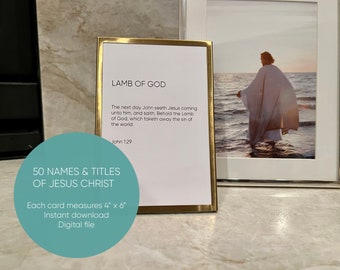 Jesus Christ Names and Titles Cards, Minimalist Scripture Art (Digital Download)