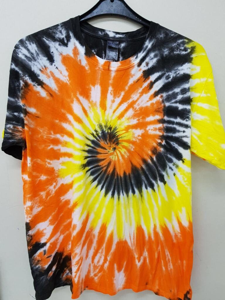 Orange Yellow Black Swirl Funky Tie Dye TShirt Etsy