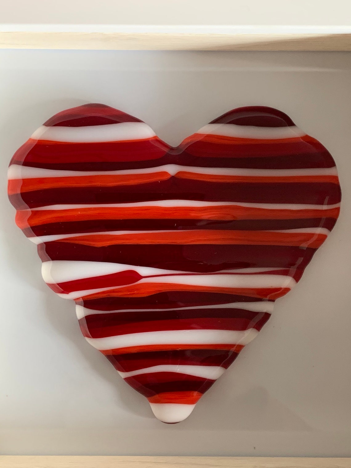 Glass Heart Picture Wall Art Glass Art Home Decor Etsy