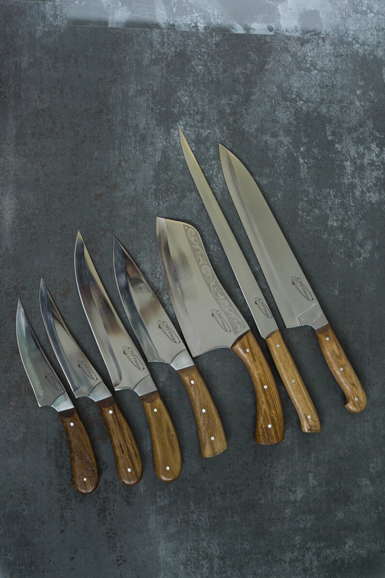 Engraved Kitchen Knife Set Kitchen Knives Handmade Chef Etsy