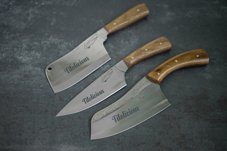 Personalised Kitchen Knife Set Engraved Chef Knife Fixed Etsy