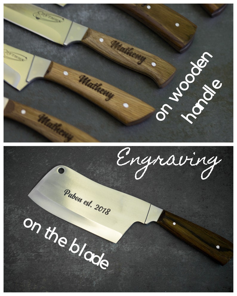 Personalized Kitchen Knife Set Butcher Knife Engraved Knife Etsy