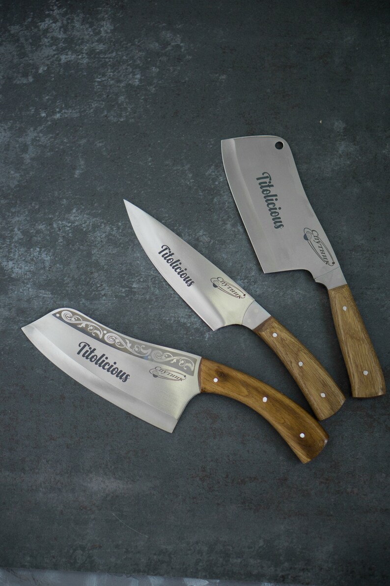Personalised Kitchen Knife Set Engraved Chef Knife Fixed Etsy