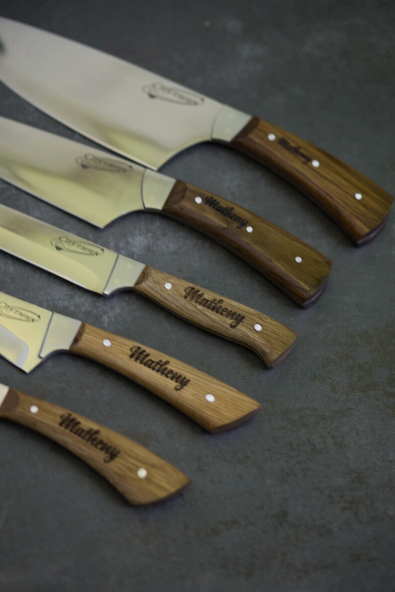 Professional Kitchen Knife Set Engraved Chef Knife Meat Etsy