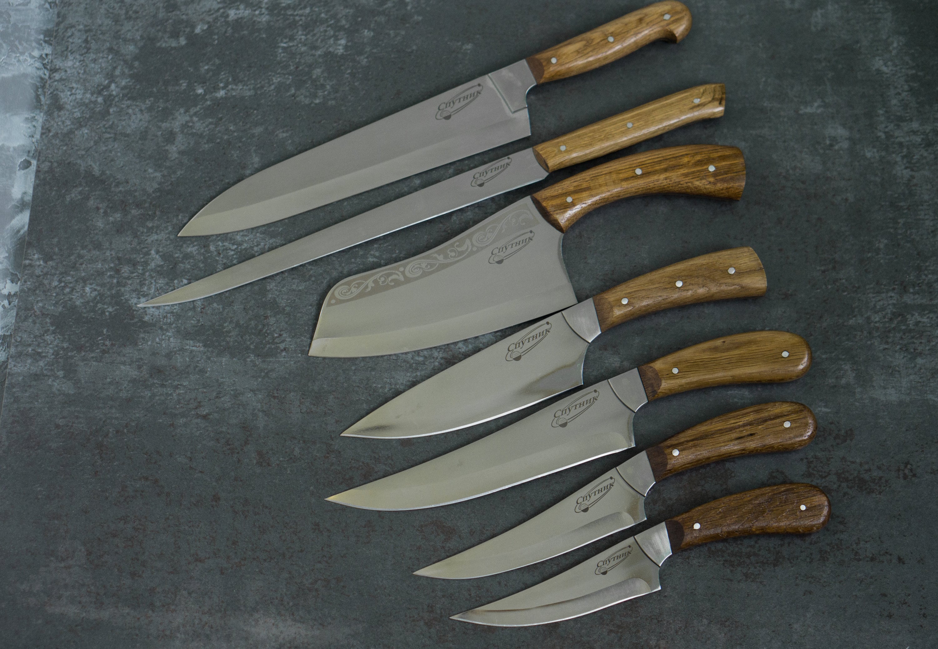 Engraved Kitchen Knife Set Kitchen Knives Handmade Chef Etsy