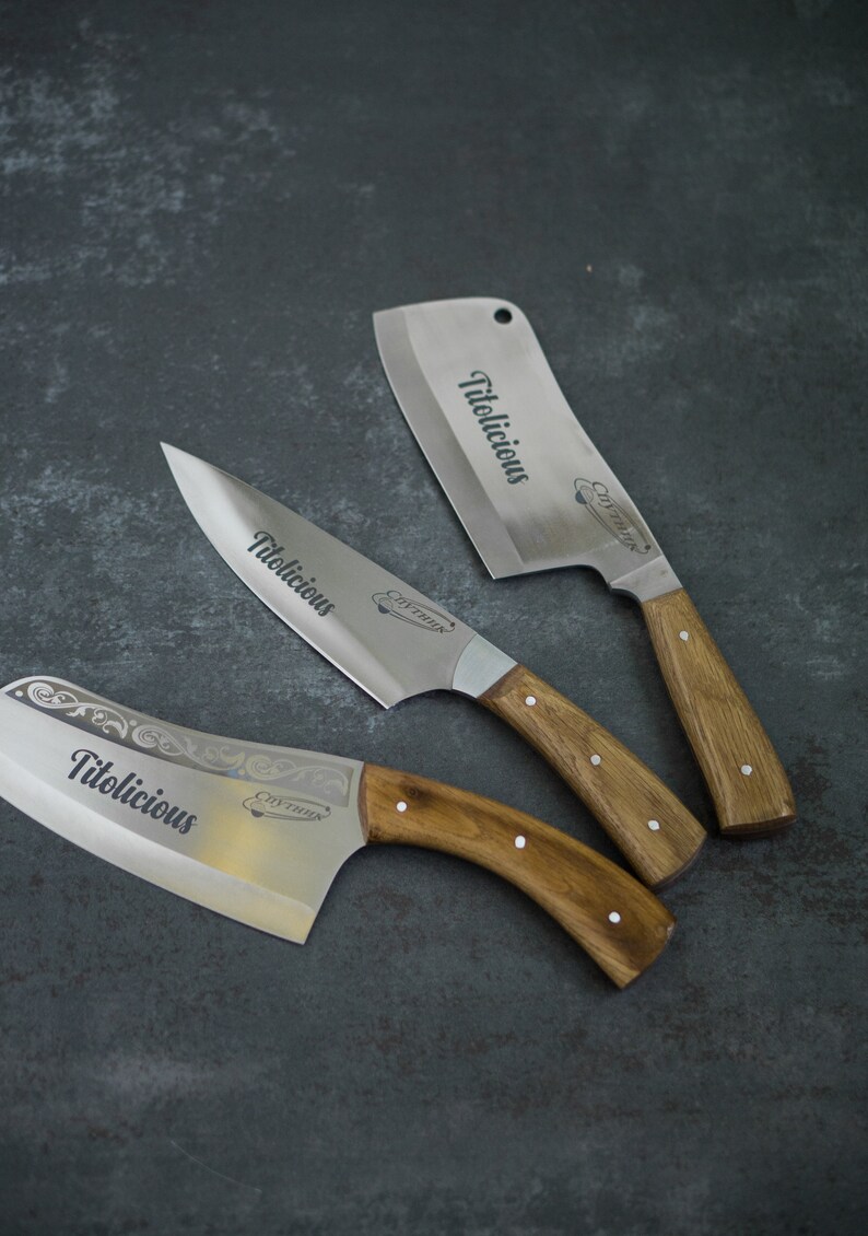 Personalised Kitchen Knife Set Engraved Chef Knife Fixed Etsy