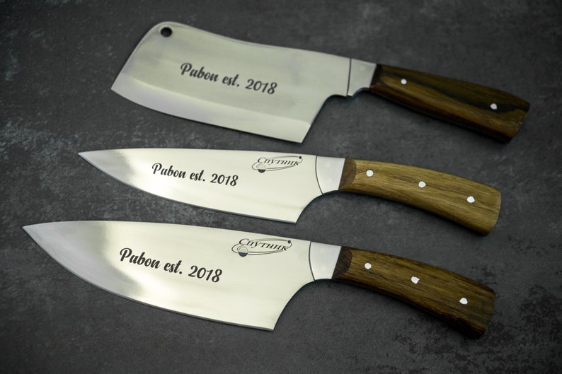 Engraved Kitchen Knife Set Personalized Cooking Gifts for Etsy