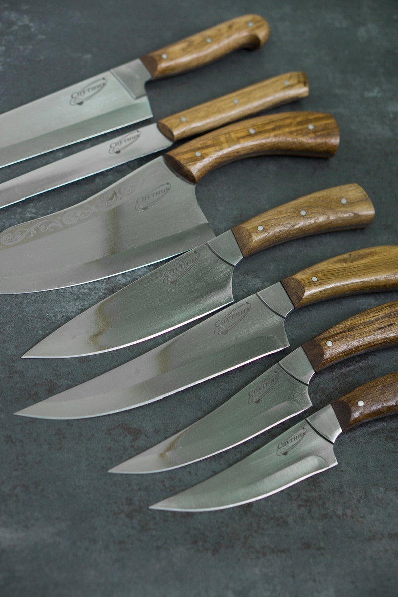 Engraved Kitchen Knife Set Kitchen Knives Handmade Chef Etsy