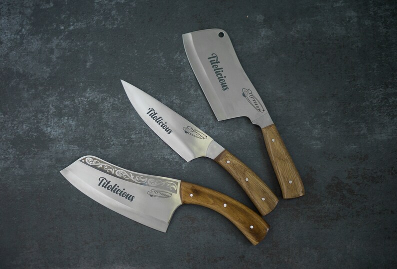 Personalised Kitchen Knife Set Engraved Chef Knife Fixed Etsy
