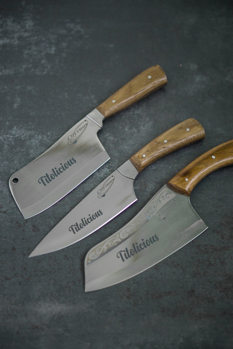 Personalised Kitchen Knife Set Engraved Chef Knife Fixed Etsy