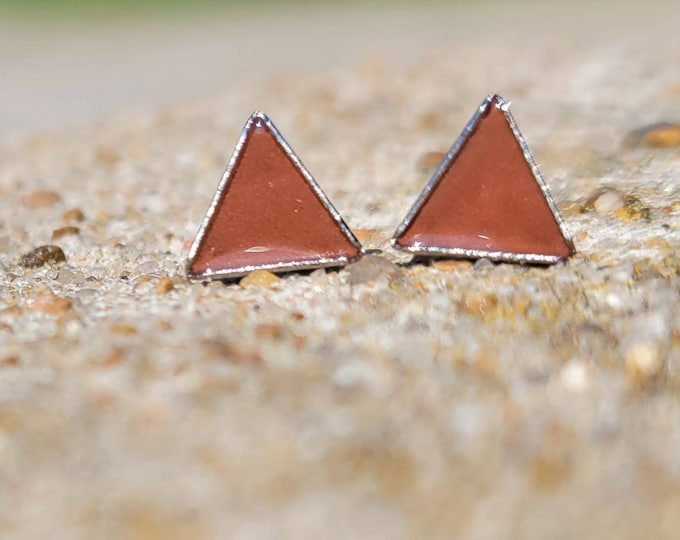 Copper Triangle Stud Earrings