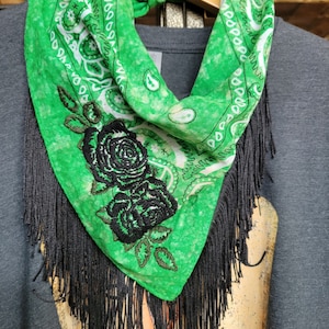 Artisanal Hand Embroidered Bandana with Intricate Floral Details