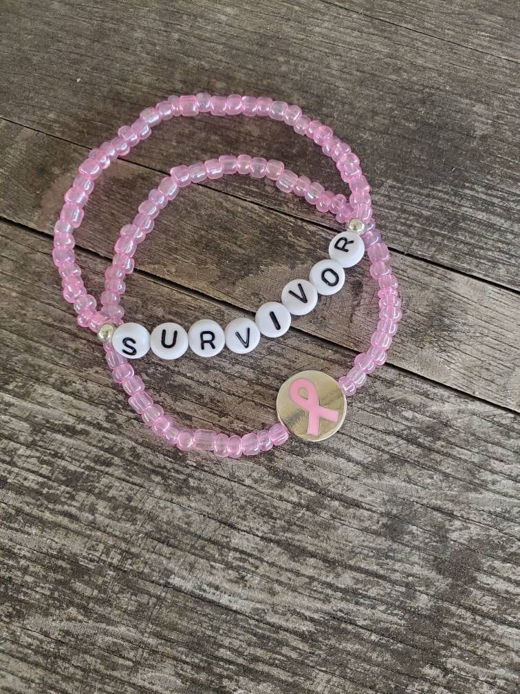 Personalized Breast Cancer Awareness Bracelet with Engraved Name and pink  crystals  Blackberry Designs Jewelry