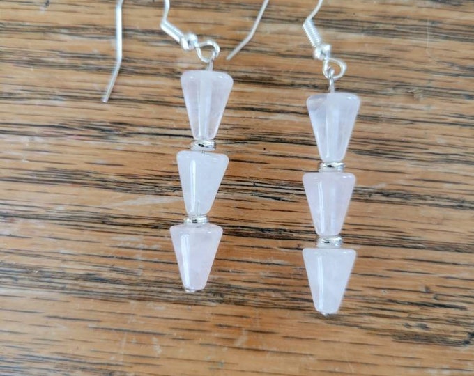 Rose quartz dangle earrings