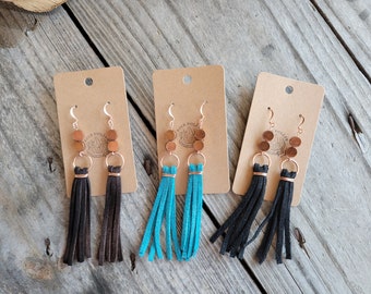 Copper and leather earrings