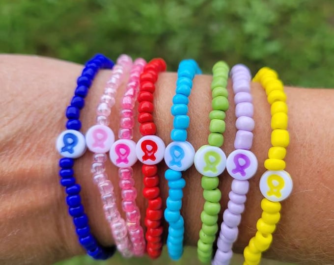 Awareness Ribbon Beaded Bracelet