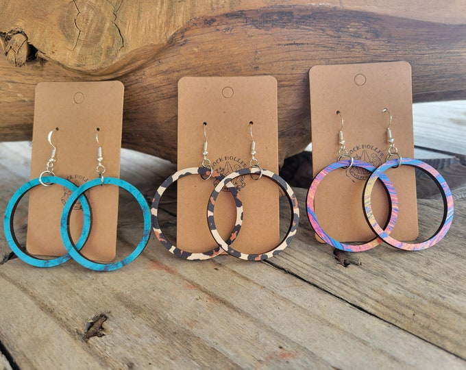 Large Wooden Hoop Earrings