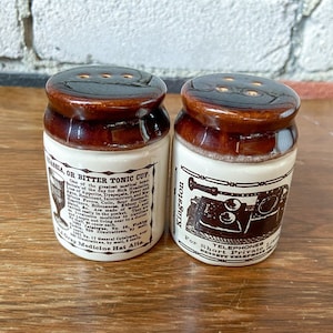 Vintage Abernakis Pottery, Salt and Pepper Shakers, 1970s Stoneware