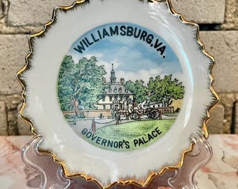 Prato de lembrança vintage de Williamsburg, Palácio do Governador, Virgínia, Americana,