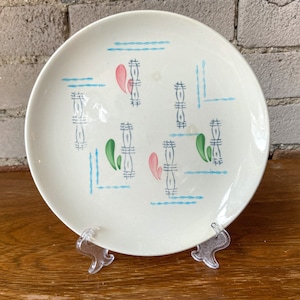 Set Of Two Gien French dessert plates, Fantaisie cheese plates, Hand-painted plates, French tableware, Abstract decor graffiti, Boho kitchen
