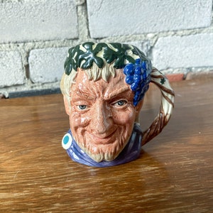 Bacchus, Royal Doulton, tazza Toby, dipinta a mano, vintage, Inghilterra, D 6505, 1961