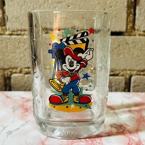 Mickey Mouse Glass, Vintage Disney, McDonalds, Millenium, Epcot, Collectible Drinking Glass, 2000
