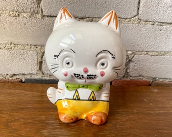 ヴィンテージ猫貯金箱：擬人化された陶器の貯金箱 - Etsy 日本