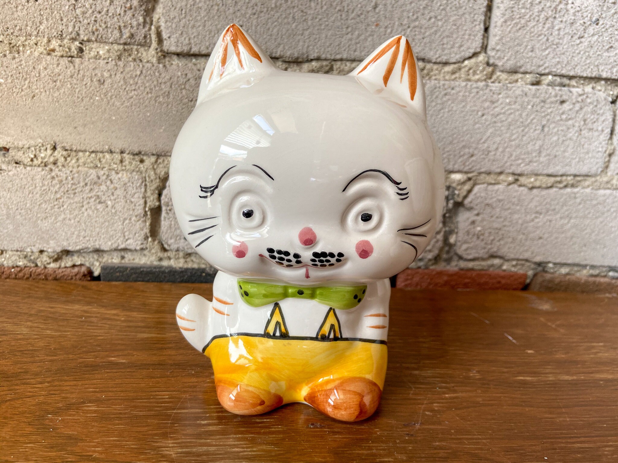 ヴィンテージ猫貯金箱：擬人化された陶器の貯金箱 - Etsy 日本