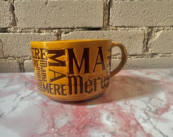 Taza vintage de gres: tazón francés con asa, regalo para mamá