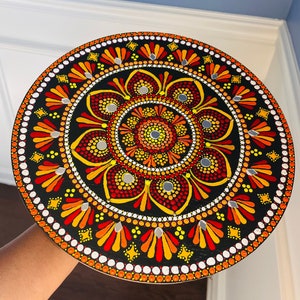 Handmade Mandala Art on 12 Inch Round MDF Board, Mandala Wall Art, Housewarming Gift, Indian Return Gift, Rakhi Gift, Dot Mandala Art
