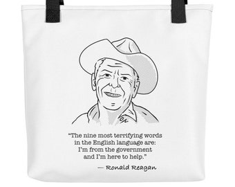 Cita de Reagan: Nueve palabras más aterradoras... - Tote Bag