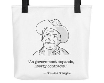 Cita de Reagan: A medida que el gobierno se expande... - Tote Bag