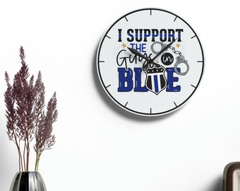 Apoyo a los chicos de reloj de pared de acrílico azul