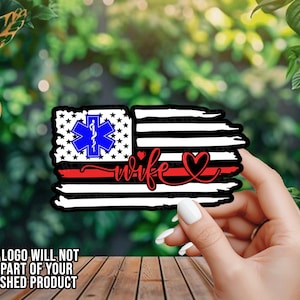 Fire EMS Wife Thin Line Flag - Firefighter Wife - Paramedic Wife - EMT Wife - Vinyl Decal - Window Decal - Car Decal - Window Sticker