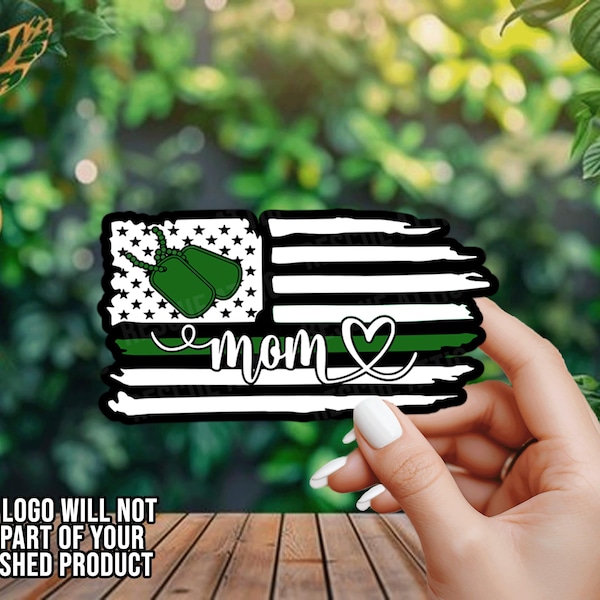 Dog Tags Military Mom Thin Line Flag - Soldier Mom - Military Mother - Vinyl Decal - Window Decal - Car Decal - Window Sticker