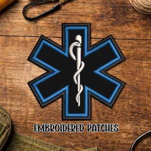 Personalized Star of Life Patch - Emergency Services - EMS - Embroidered Patch